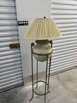 Iron and ceramic clay pot standing lamp.., 61” high , 20” wide , $50