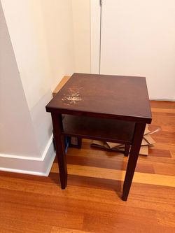 Brown wood side end table console 17”x 17”