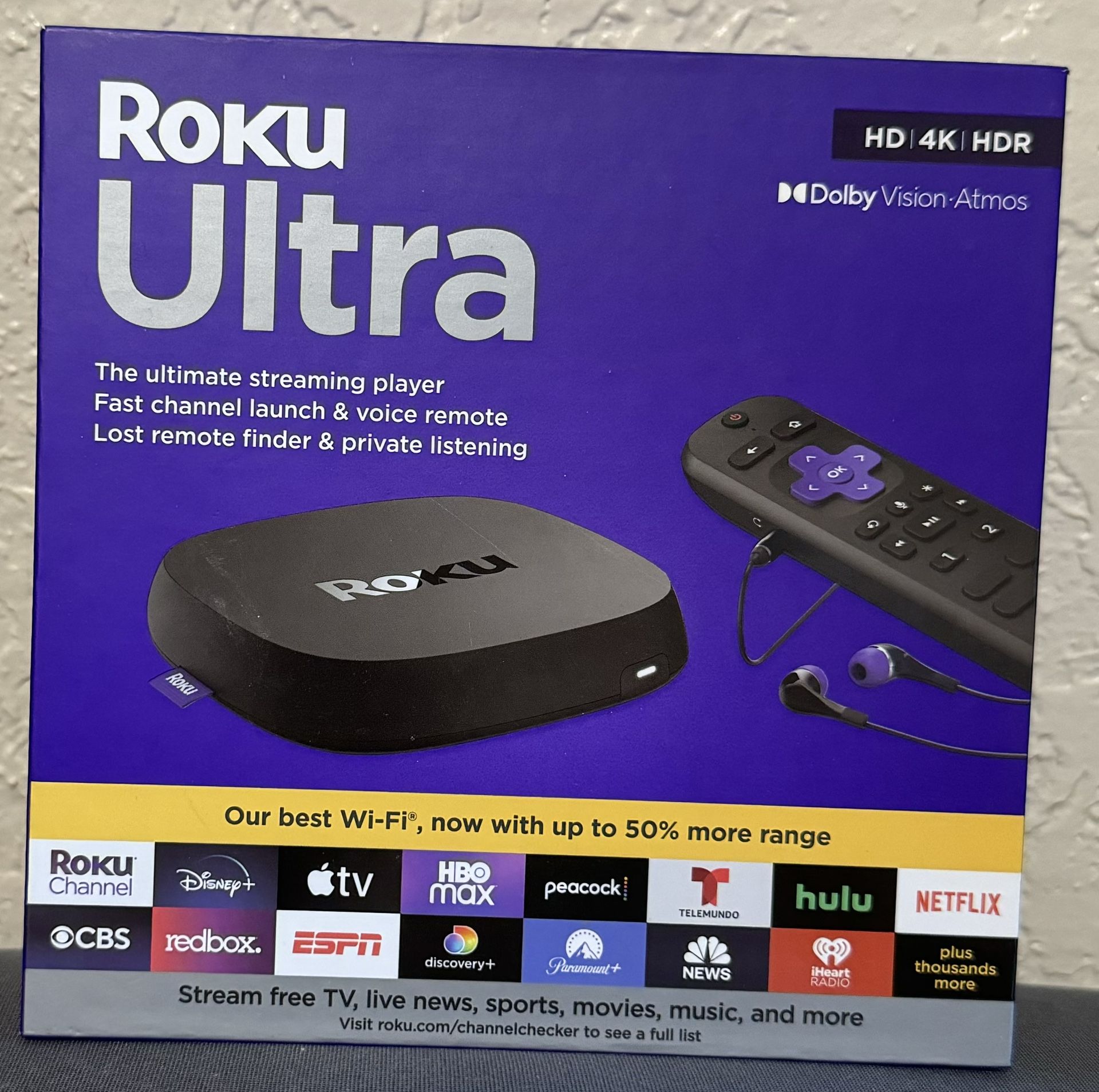 Roku - Ultra Streaming Device 4K/HDR/Dolby Vision, Voice Remote with Headphone Jack