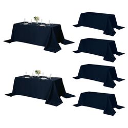 Fokitut 6 Pack Rectangle Tablecloth, 90x132 Inch, Stain Resistant And Wrinkle Polyester Table Cloth, Fabric Table Cover For Kitchen Dining, Wedding, P