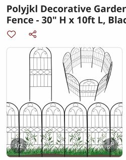 Polyjkl Decorative Garden Fence 30" H x 10ft L Black