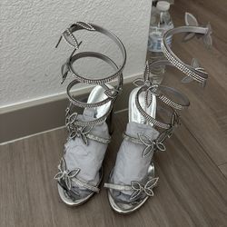 Silver Butterfly Heels