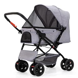 Pet Strollers For Small Medium Dogs & Cats With Reversible Handle
