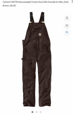 Carhartt Overalls 36 X 30 Brown