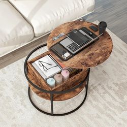 HOJINLINERO Round Lift Top Coffee Table,with Storage Hidden Compartment,Wood Farmhouse Coffee Table Decor,Center Table for Living Room