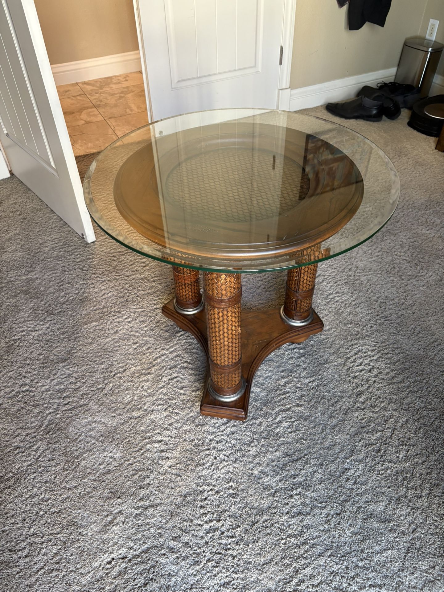 Round Glass Top End Table