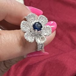 Sapphire Ring Sterling Silver Stamped 