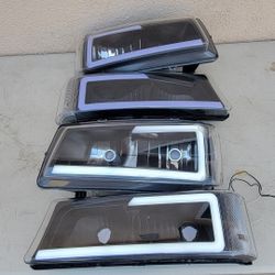 03-06 Chevrolet Silverado Avalanche LED DRL Headlights Luces Micas Calaveras Faros Faroles Focos Chevy Headlamps 
