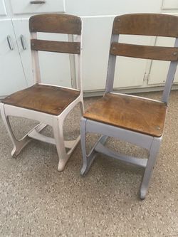 Antique kids school chairs