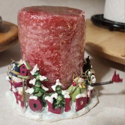CHRISTMAS " HAPPY HOLIDAYS "  SNOWMAN  CANDLE RING [ CANDLE INCLUDED ]