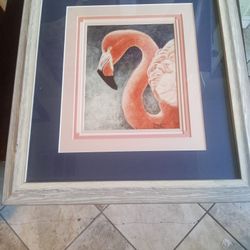 Home And Garden Matted Flamingo Prints Matching Frames