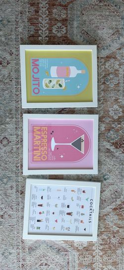 3 different Framed art pieces
