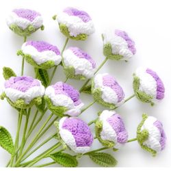 Artificial Rose Flowers Crochet Flowers Completed Handmade Rose for Home Decoration and Valentine's Day Birthday Wedding Home Decoration Gift,12Pcs (R