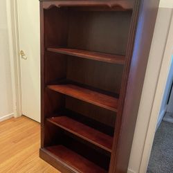 WOOD BOOKSHELF 4 SHELVES STORAGE UNIT OFFICE FURNITURE GOOD CONDITION SEE PICS