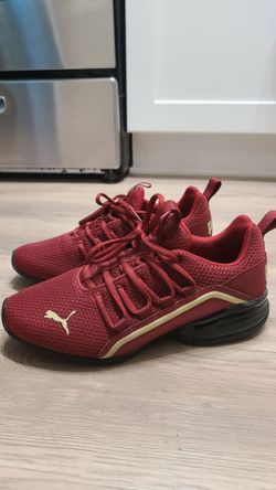 Puma Red and Gold Low-Top Sneakers