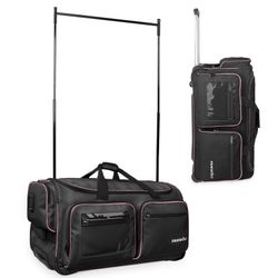 BlackPink Trim Dance Bag with Garment Rack Wheeled Travel 28x15x14