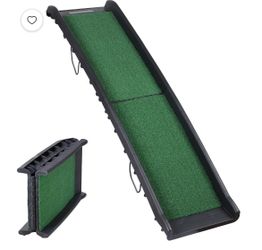 61 Pet Ramp with Grass Padded Folding Portable Dog Ramp for Cars, SUV & Truck