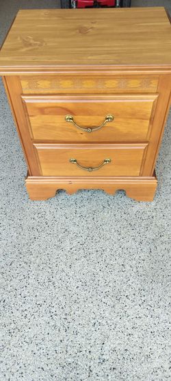 Wood 2-Drawer Nightstand with Brass Handles
