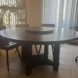 60 inch solid wood table with removable lazy Susan