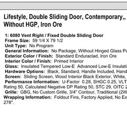 Pella 5' Wide Double Sliding Door BRAND NEW