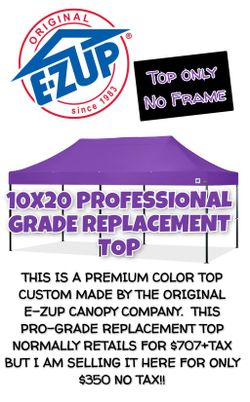 ORIGINAL E-ZUP 10X20 PROFESSIONAL GRADE PREMIUM COLOR REPLACEMENT TOP • BRAND NEW! • READ DESCRIPTION