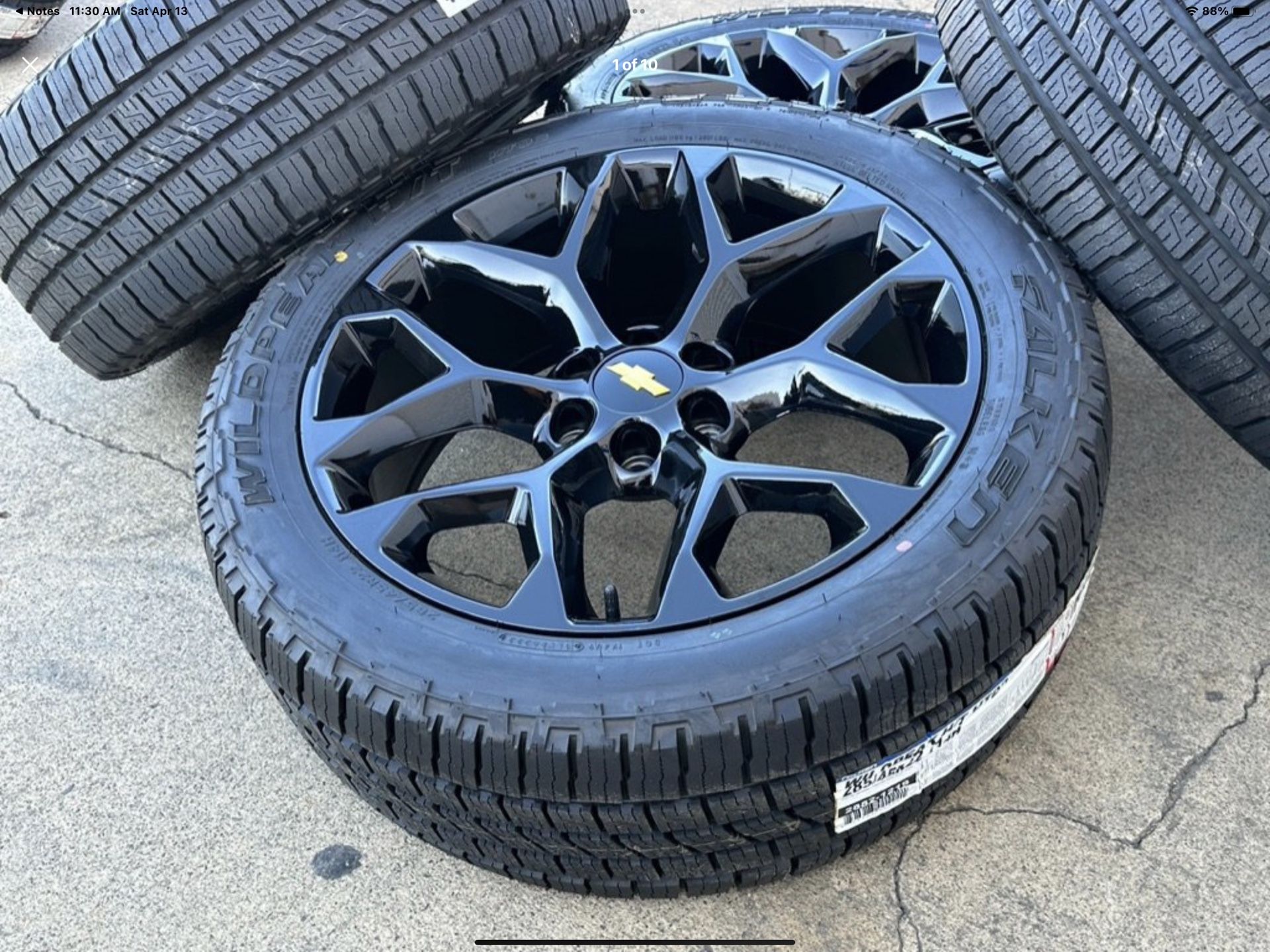 22" Black Snowflake Style Wheels GMC Escalade Falken 285/45R22