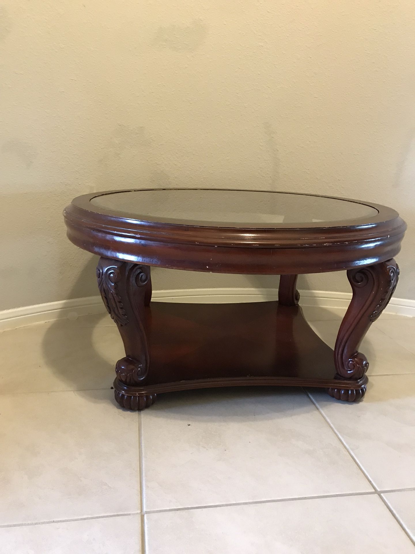 Coffee Table Glass Top Wood Frame