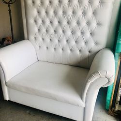 Large White Diamond Tufted Sofa