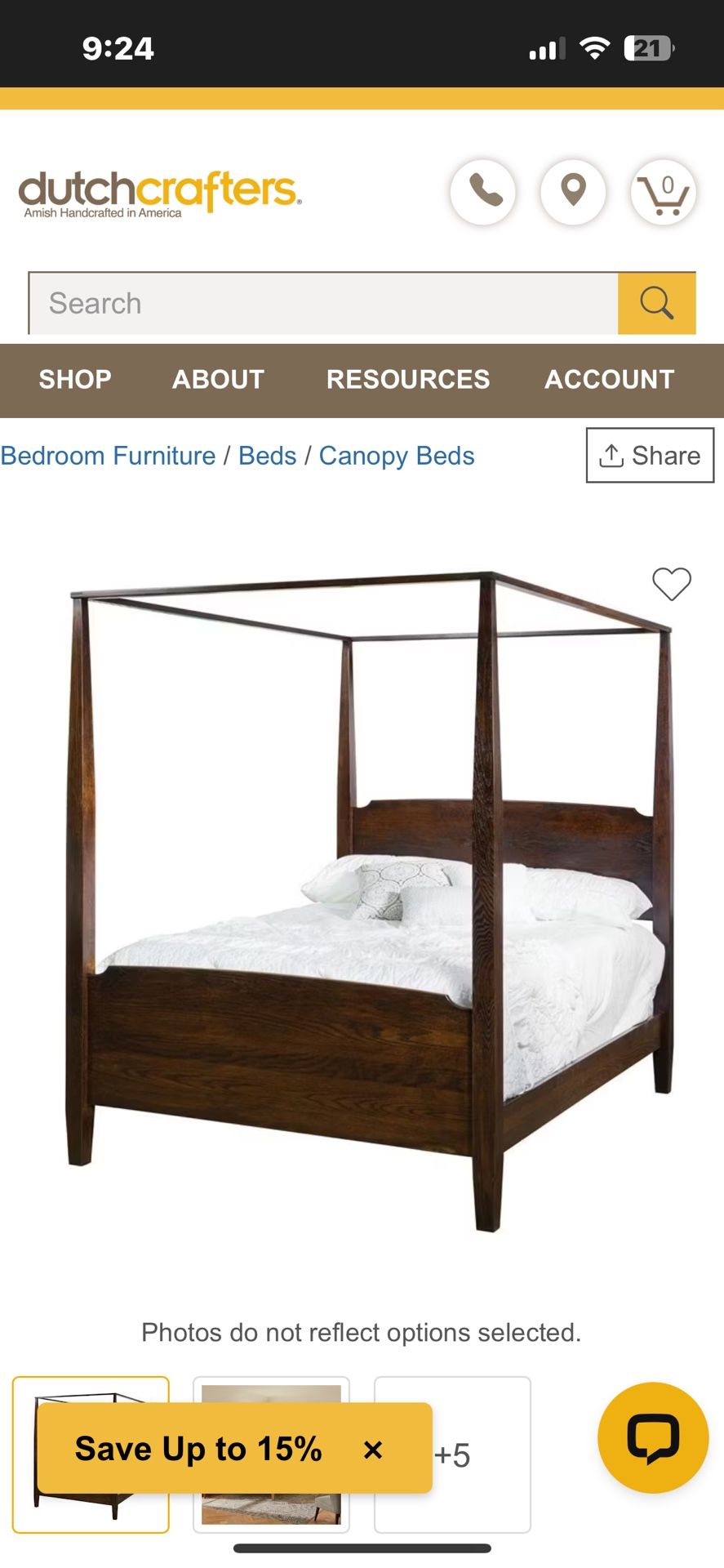 Shaker Style Pencil Post Canopy Queen Bed Frame