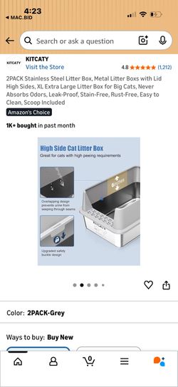 Stainless Steel Litter Box, Metal Litter Box with Lid High Sides, XL Extra Large Litter Box for Big Cats, Never Absorbs Odors