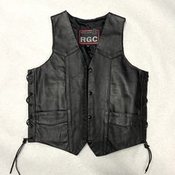RGC Leather Motorcycle Vest Mens Medium