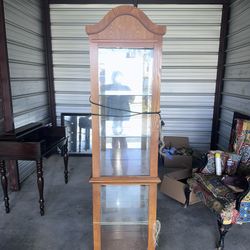 Tall Wooden Glass Curio Cabinet