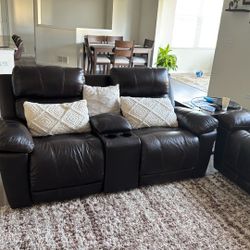 Electric Reclainer And Love 3 Seater With Two Reclaining Sofa