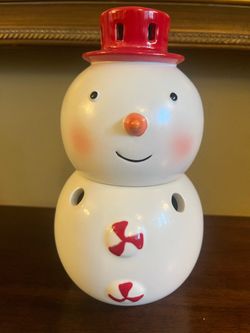 Hallmark Retired Snowman Tea Light Holder Adorable