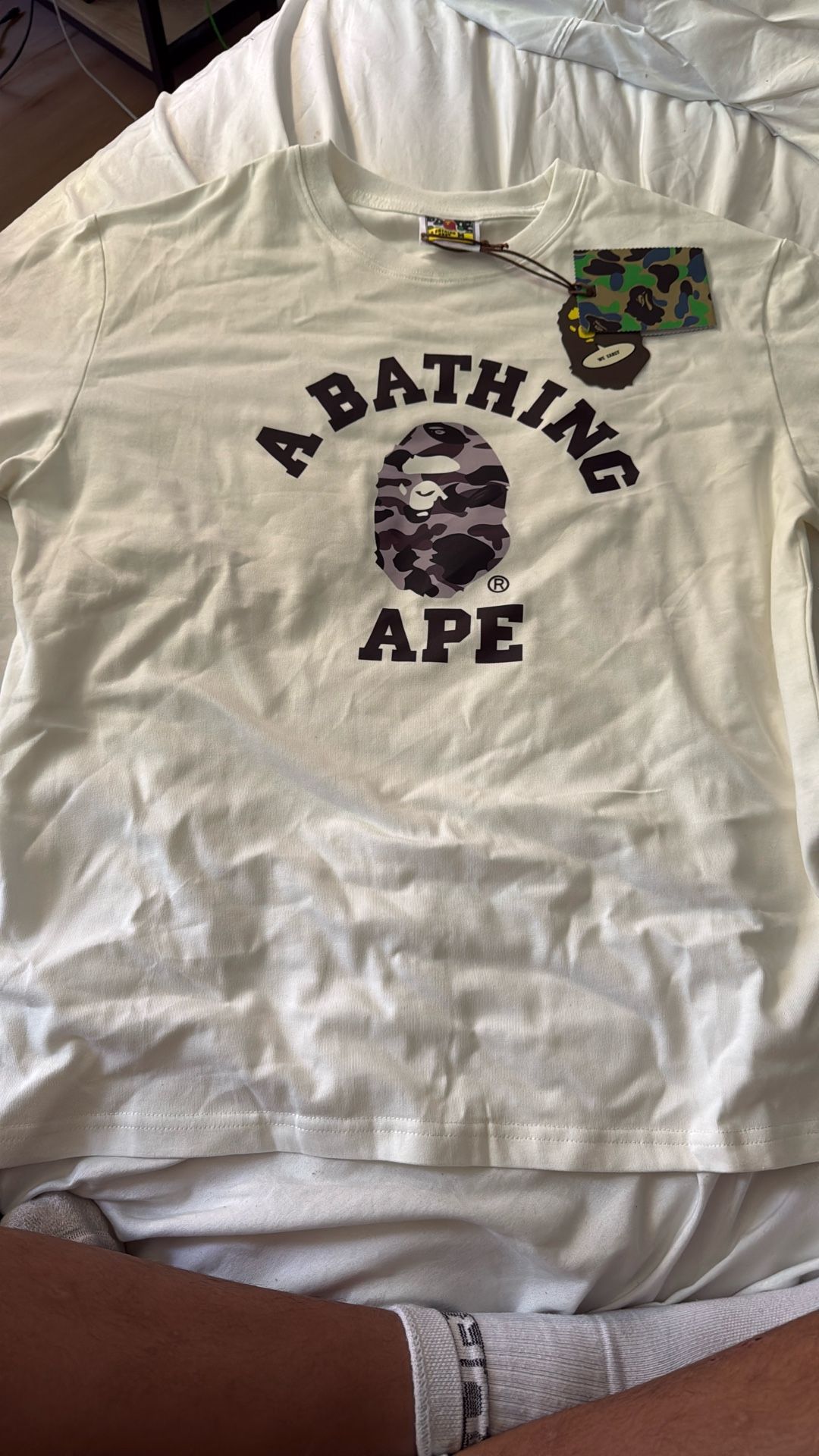 Bape T-shirt White/black Camo
