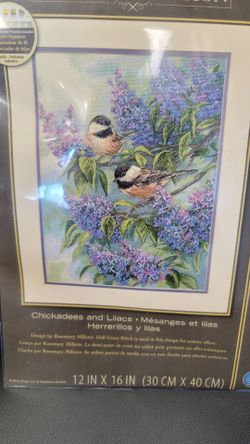 Dimensions Gold Collection Chickadees and Lilacs 35258 Cross Stitch Kit NIP