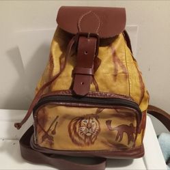 Vtg Genuine leather safari Backpack 