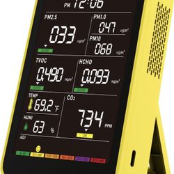 Professional Indoor Air Quality Monitor with AQI Beep Alarms, Portable Real-Time Detector for Home Cars Plants and Pets