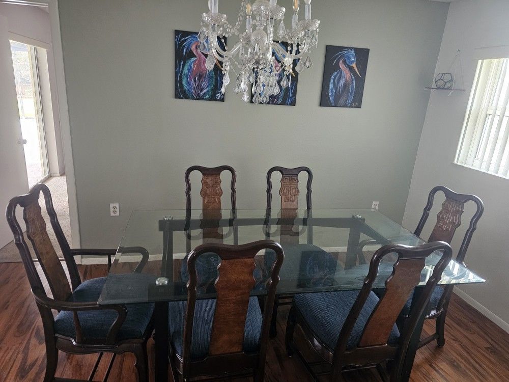 Glass Top Dining Table With 6 Chairs