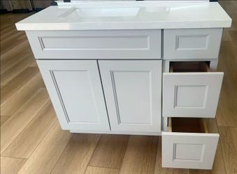 42 Inch Gray Vanity Cabinet With Single Sink