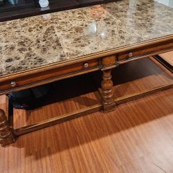 Oak Granite Top Coffee Table