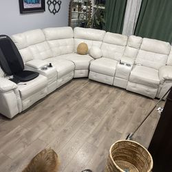 Sectional white recliner