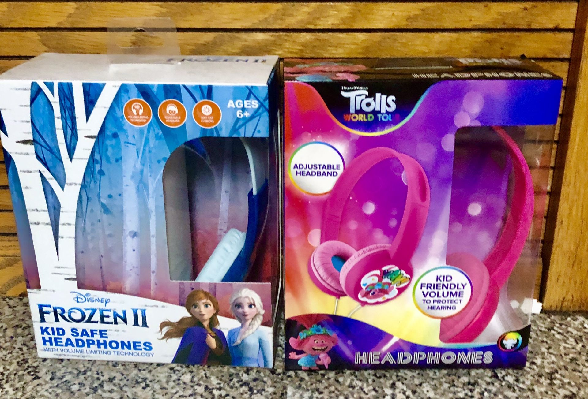 Frozen II & Trolls headphones. $ 12 EACH