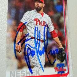 Autographed, 2019 Topps Series 2 Base #668 Pat Neshek Philadelphia Phillies