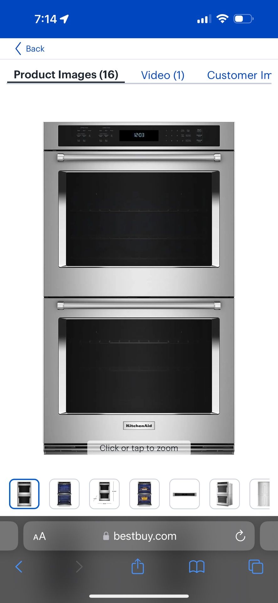 Kitchen Aid Oven ( Double) 30” Built-In Electric Wall Oven