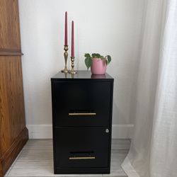 Black 2-Drawer Metal File Cabinet