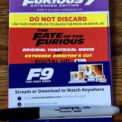 Fast & Furious Franchise Digital Movie Codes