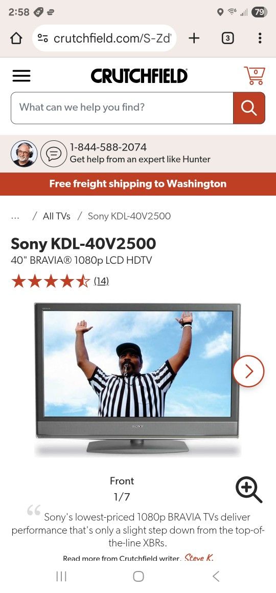 40 inch Sony Bravia LCD TV Model KDL-40V2500