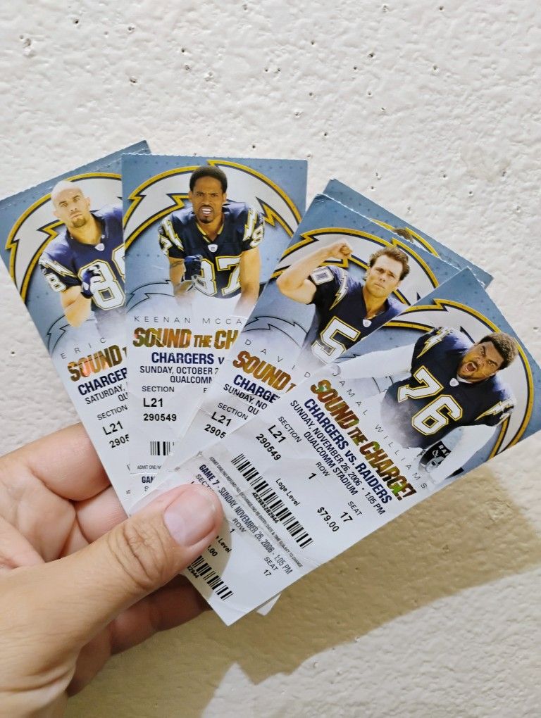 Vintage San Diego Chargers Tickets 2006 Season Scarce