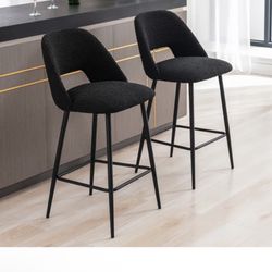 4 Black Boucle Stools